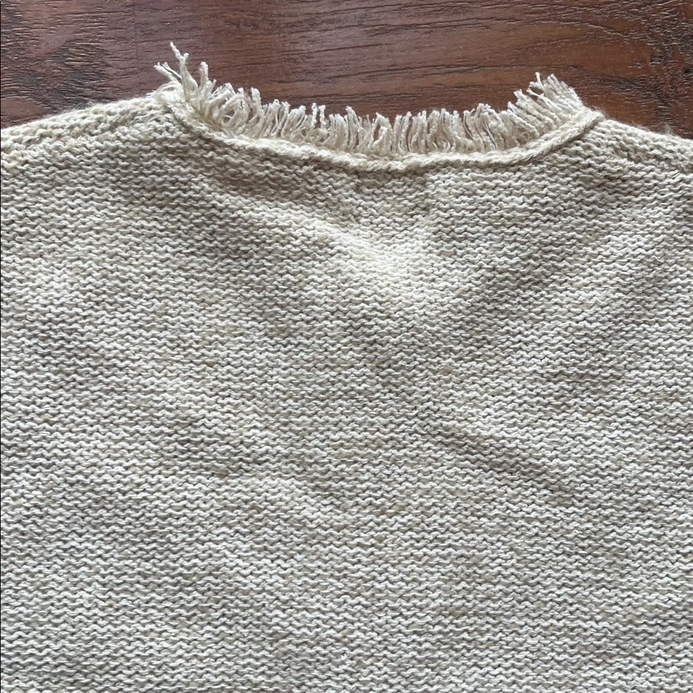 NWOT J. Crew Cream Fringe Knit Cardigan - - Size Large